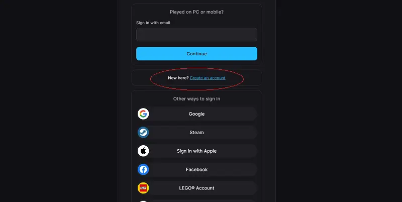Create an account